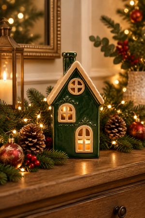 Green House Tealight Ceramic