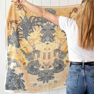 Orient Square Scarf Blue and Yellow 90cm