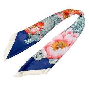 Lotus Square Scarf Blue 90cm