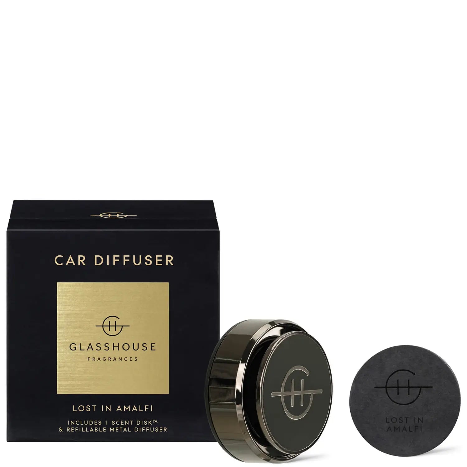 GF Black Car Diffuser with 1 replacement - LOST IN AMALFI