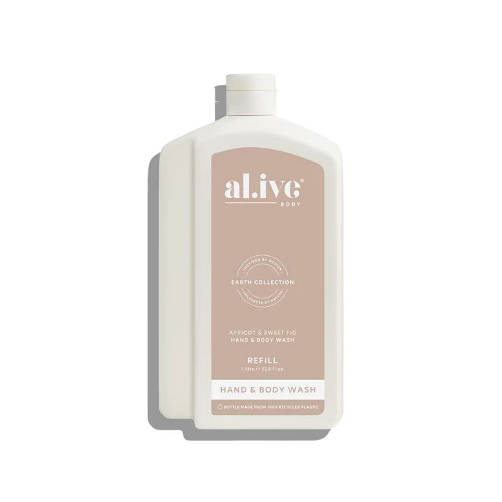 al.ive body 1 litre wash refill - Apricot & sweet fig