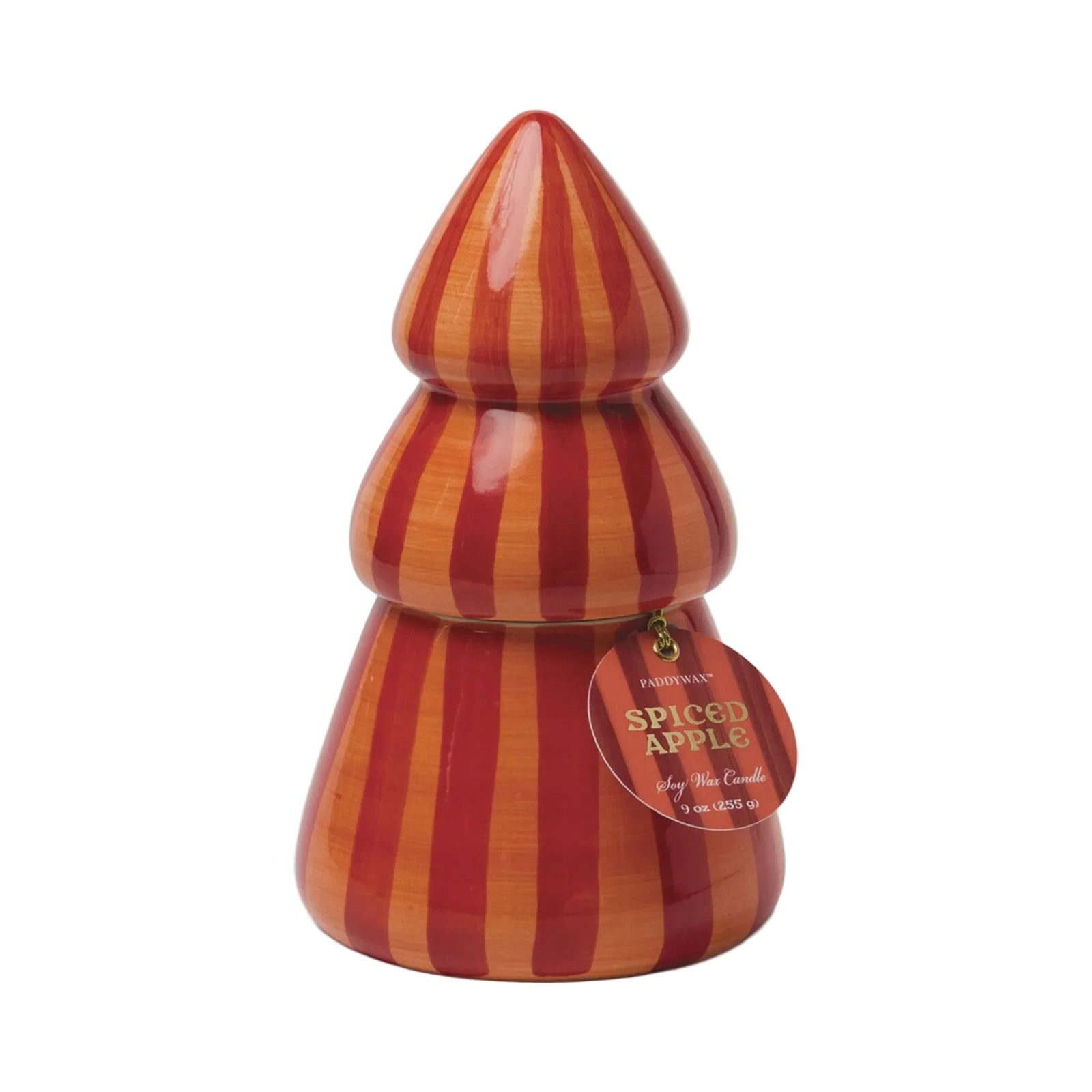 PaddyWax - Cabana Christmas 9oz Hand Painted Striped Tree - Spiced Apple
