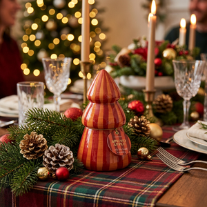 PaddyWax - Cabana Christmas 9oz Hand Painted Striped Tree - Spiced Apple