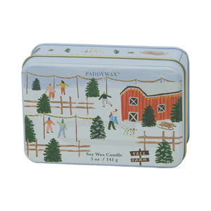 5 oz Matte Printed Tin Candle With Tree Farm Scene - Vanilla Bean - Tabac & Pine