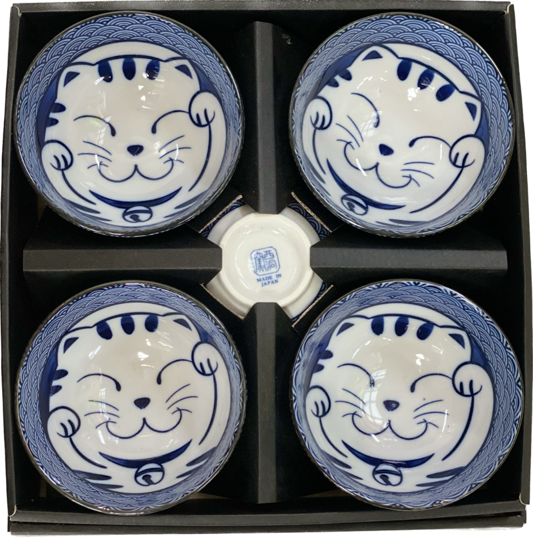 Seikaiha Cat 5 Bowl Set