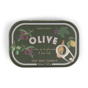 Paddywax - Bistro 4.5oz/127g Olive Printed Tin Candle - Fig & Olive