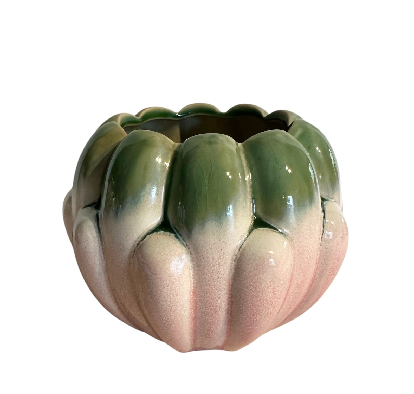 Pink & Green Lotus Pot/Vase