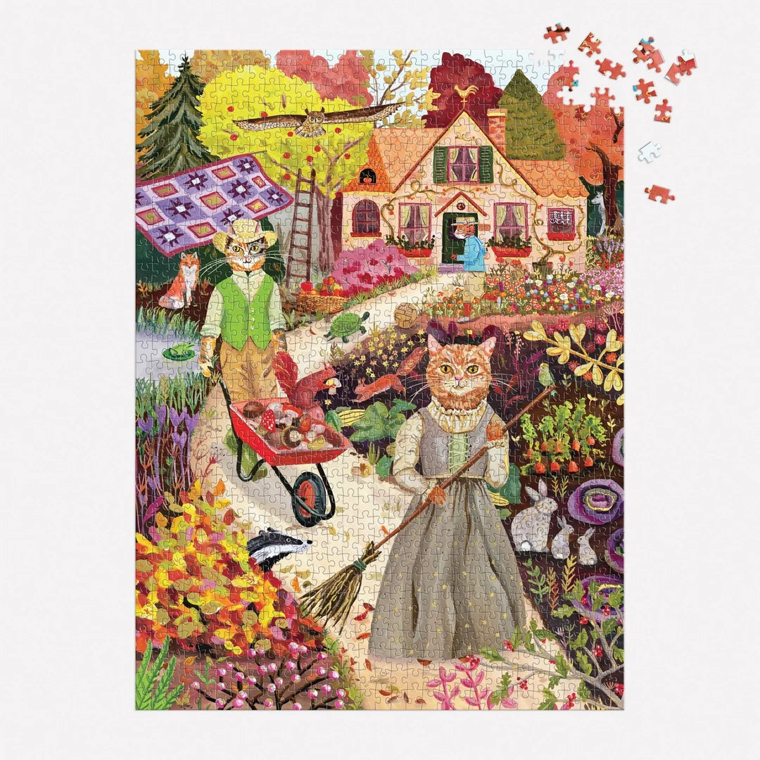 Galison Cottage Cats Foil Puzzle - 1000pc