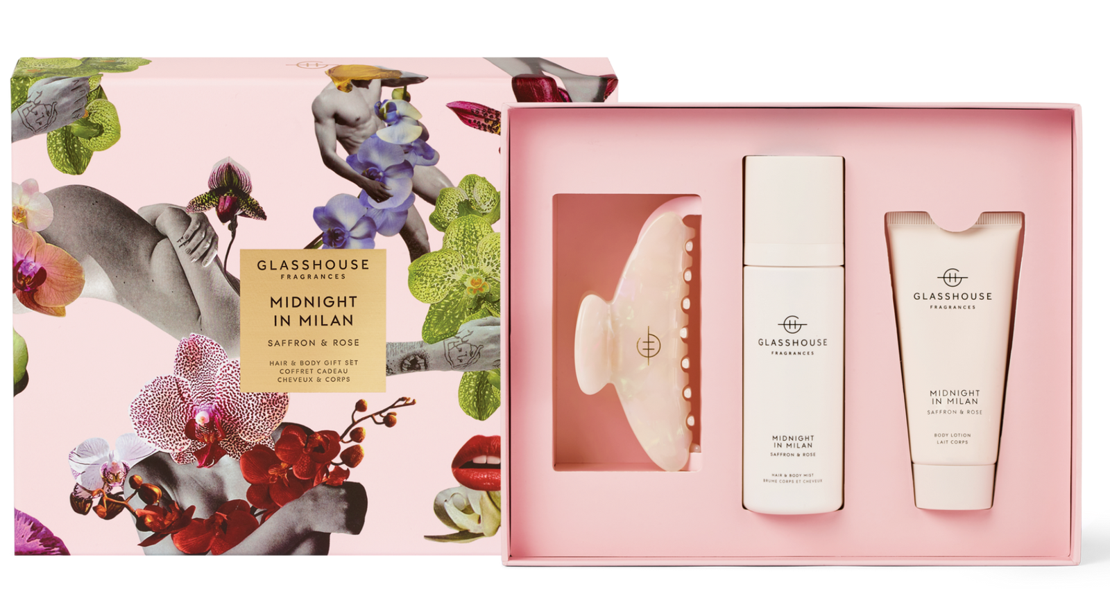 Glasshouse Fragrances - 100ml Hair & Body Mist, Claw Clip, 50ml Body Lotion - Mother's Day 26