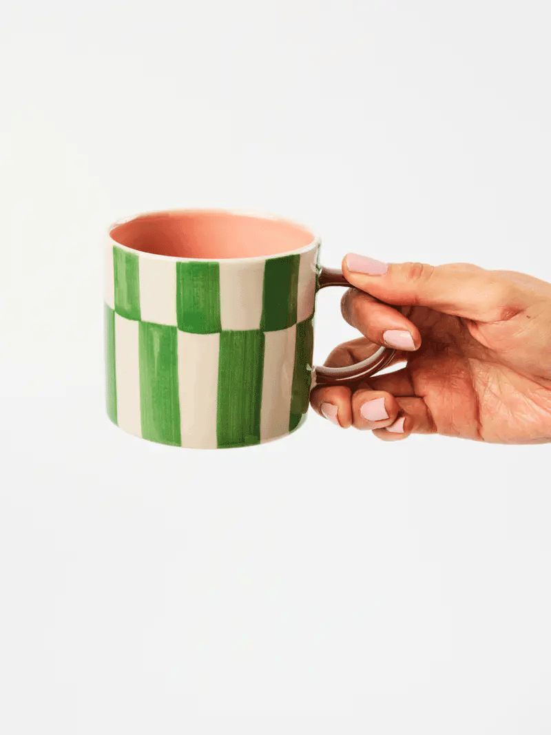 Jones & Co - Bloomie Green Check Mug