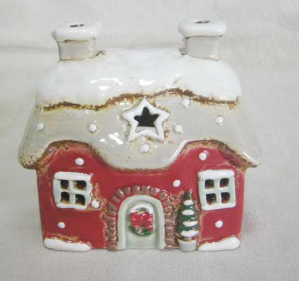 Xmas Snow House Red - Tealight