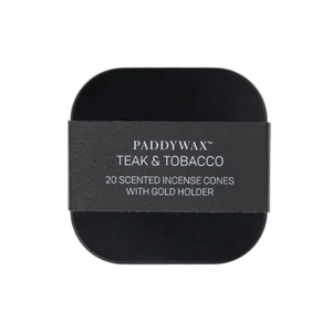 Paddywax - Black Cubed Metal Tin Incense Refills w/ 20 Incense Cones + Incense Cone Holder