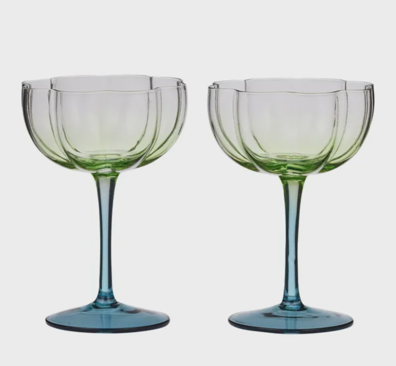 Lotti S/2 Tulip Glass 11x15cmGreen/Blue