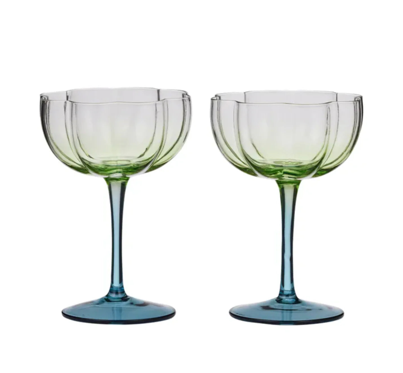 Lotti Tulip Glass Set of 2 Blue/Green