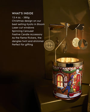 Glasshouse Fragrances 380 Candle with Spinning Carousel Gift Set - Christmas Kyoto In Bloom