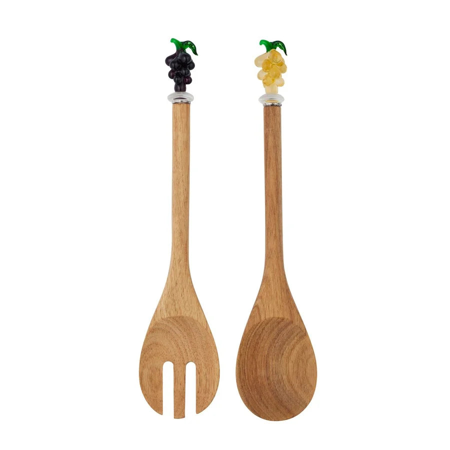 Vino S/2 Wood/Glass Salad Servers 35cm
