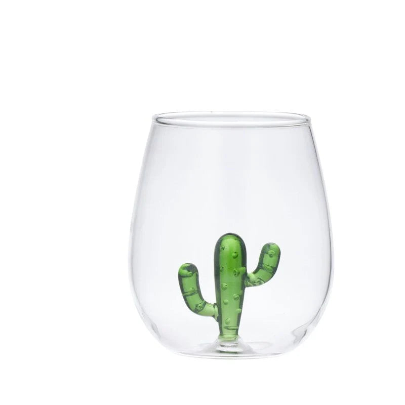 Cactus Glass Tumbler 8.5x10cm Green