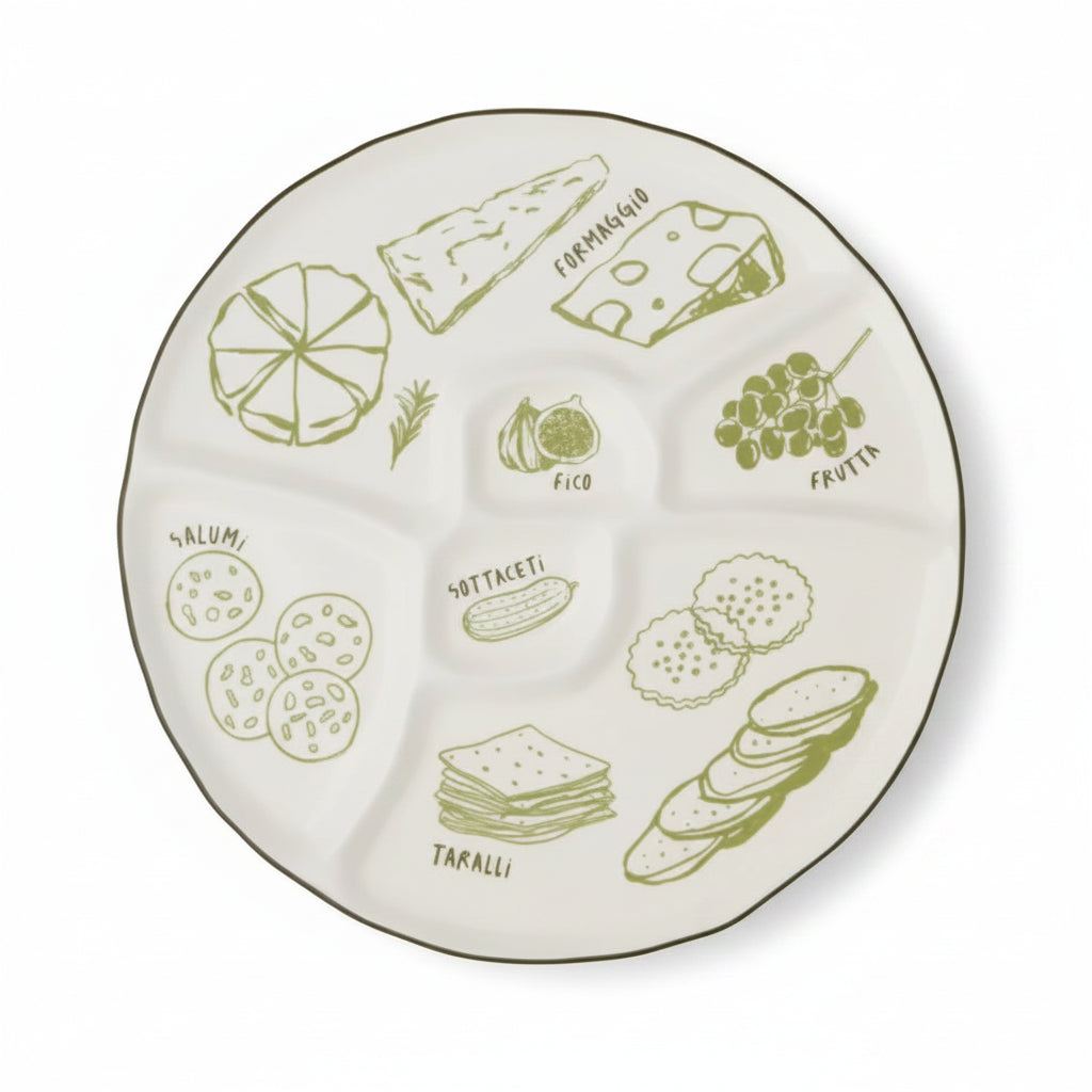 Deli Ceramic Round Divided Platter