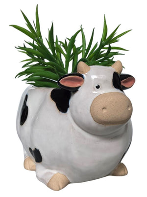 Cow Planter White and Black 14x18cm