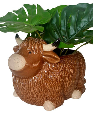 Highland Cow Planter Brown