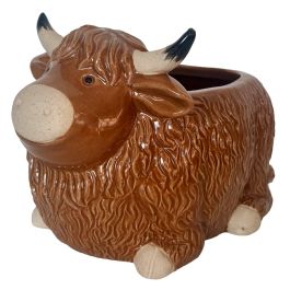 Highland Cow Planter Brown