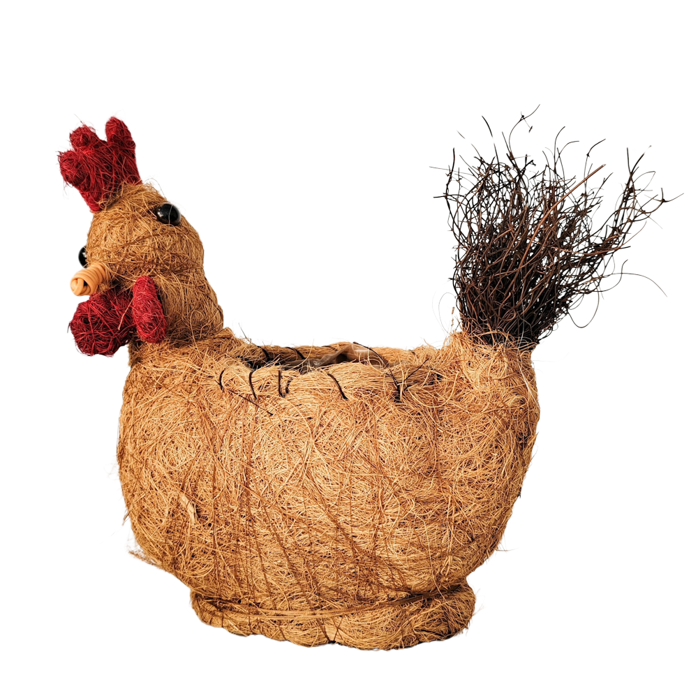HUSK Rooster Planter Brown 26cm
