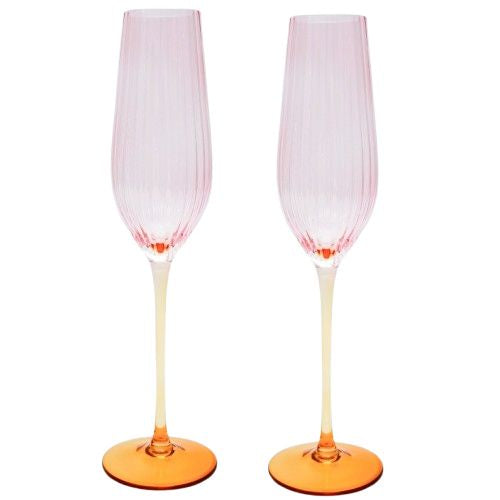 Ellie Ombre Champagne Glass Pink & Yellow