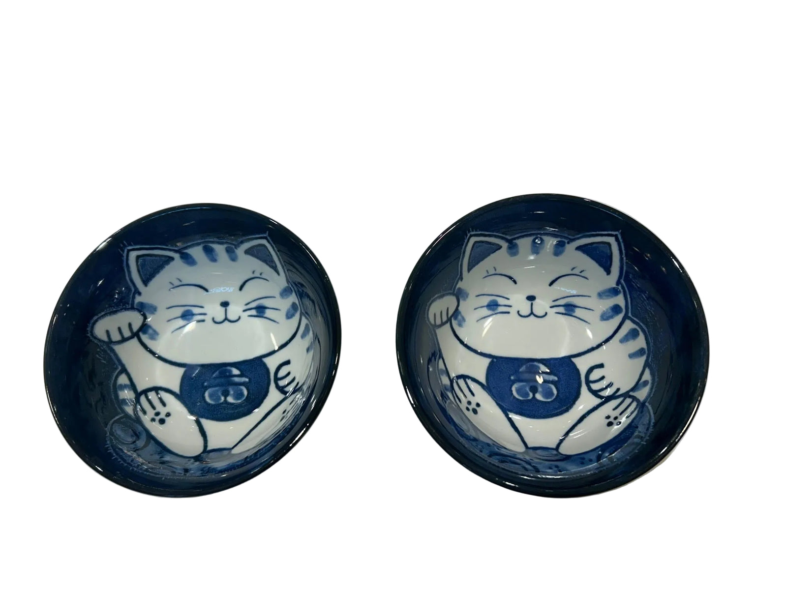 Sitting Tabby cat pair bowl