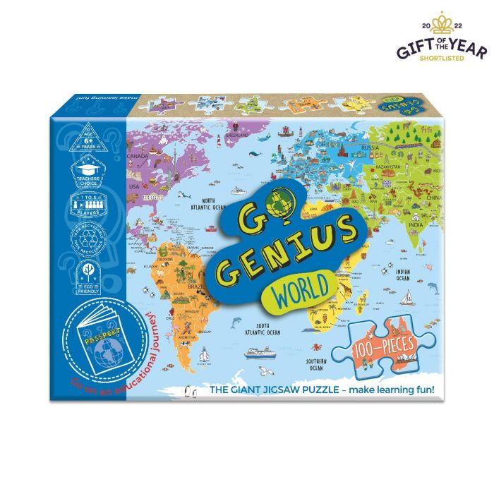 GO GENIUS WORLD - THE GIANT JIGSAW PUZZLE MULTI-COLOURED 68X48CM