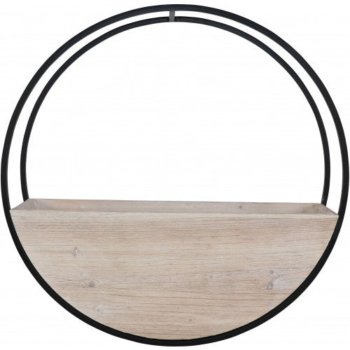 Wooden Wall Planter Full Circle - Large 60cm - White Wash