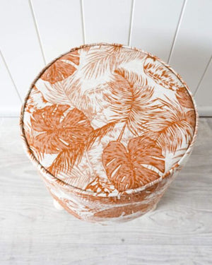 Ottoman - Linen - Rust Palms