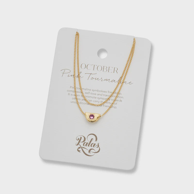 October Pink Tourmaline Birthstone Necklace