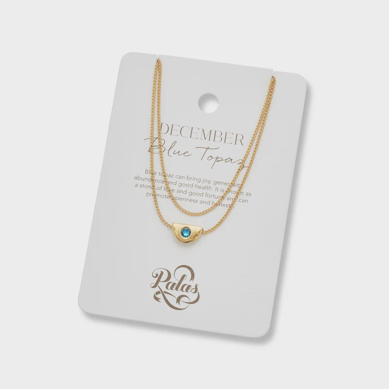 December Blue Topaz Birthstone Necklace