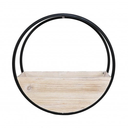 Wooden Wall Planter Full Circle - Small 40cm - White Wash