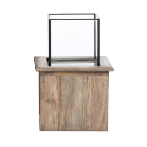 Square Mangowood + Glass Pillar