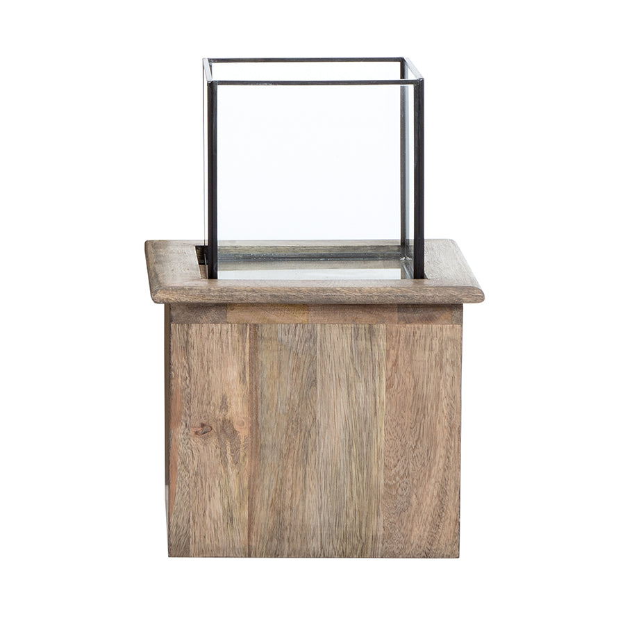Square Mangowood + Glass Pillar
