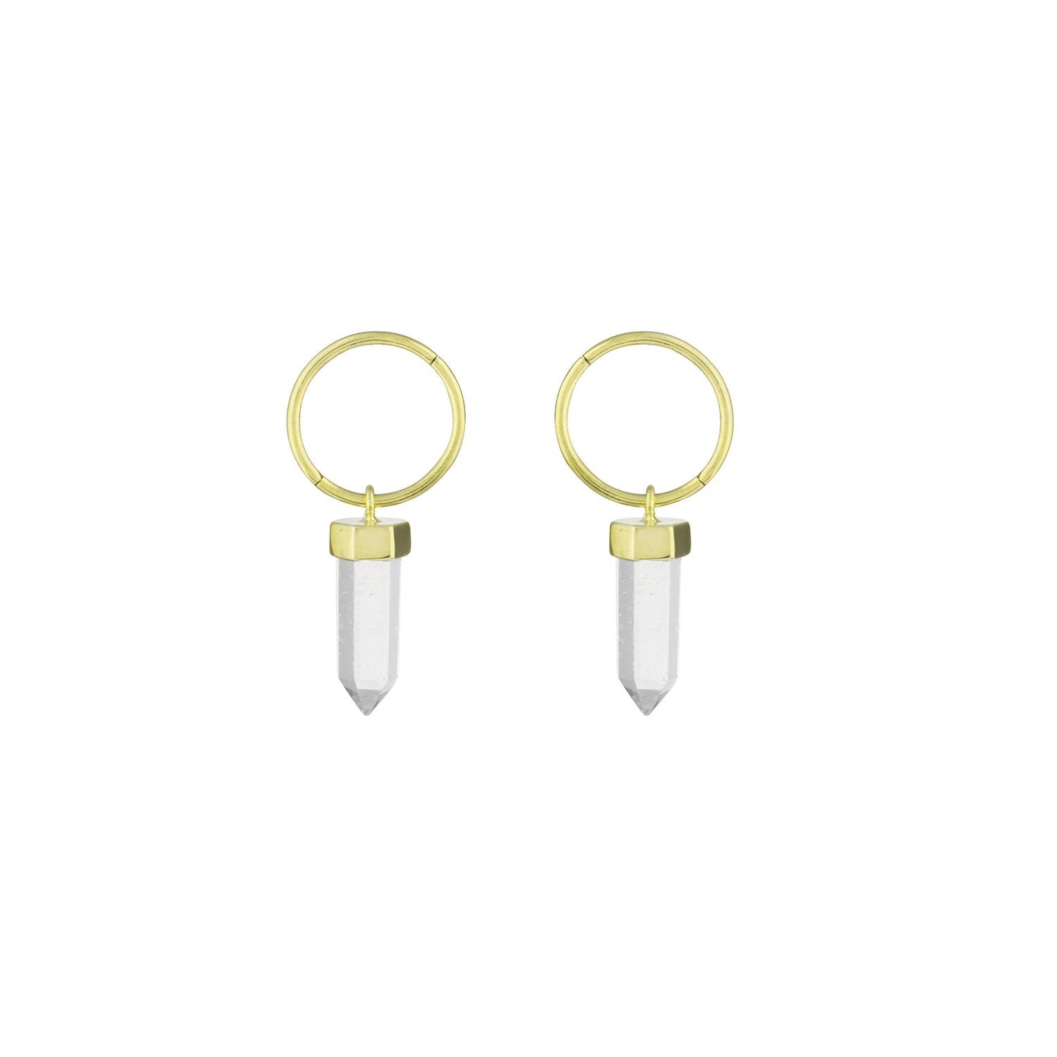 Fire Flies Sleepers #2  - Clear Quartz Crystal 12K Gold Plated