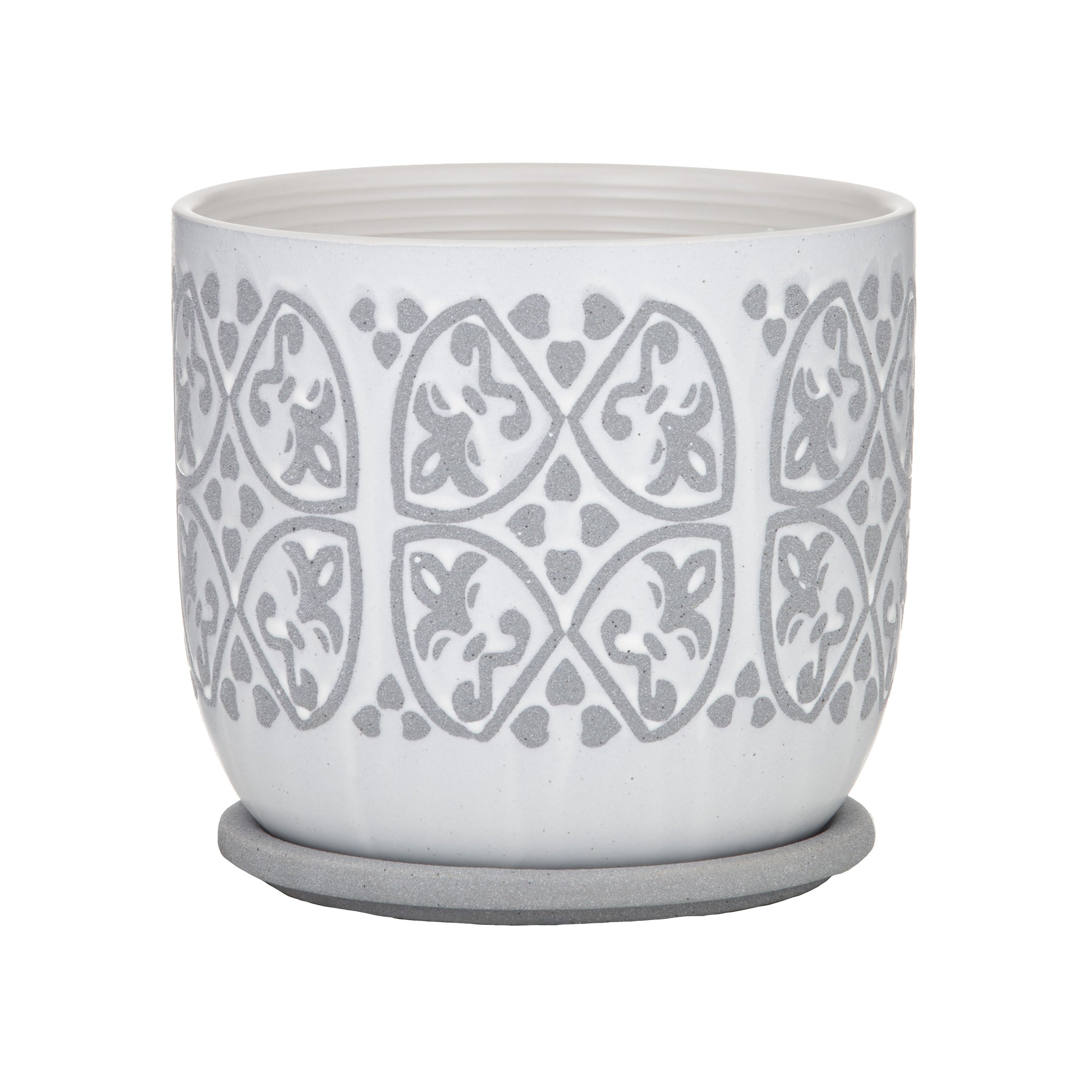 Evadine Pot - grey/white  - 19x19x18cm