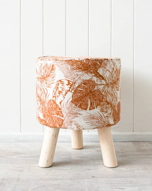 Ottoman - Linen - Rust Palms