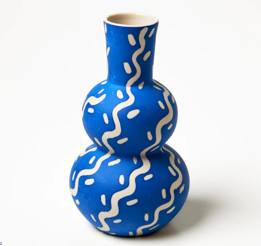 Happy Vase Tracks Blue