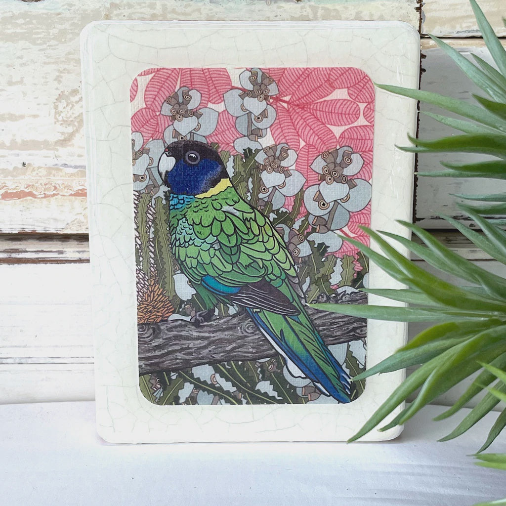 Mini Woodblock - Twenty Eight Parrot