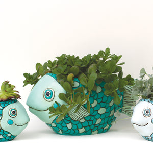 Fish Teal Planter