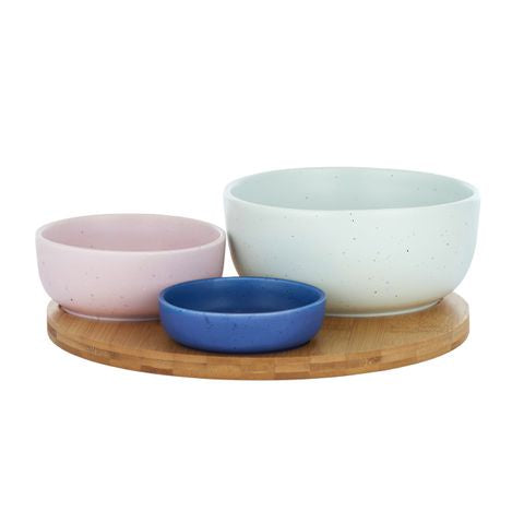 Vida S/3 bowls w wood tray