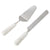 AMALFI MARBLE CAKE SERVERS SET/2 WHITE/SILVER 32X2.5X4CM/28X6X4CM