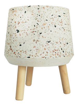 Terrazzo Planter with Legs Beige Pink Large 25cm