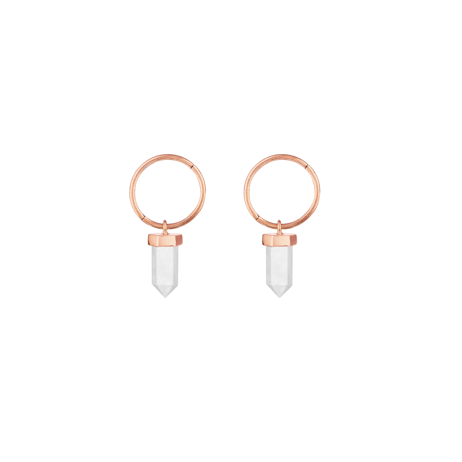 Fire Flies Sleepers #1.5 - Clear Quartz Crystal - 24K Rose Gold Plated