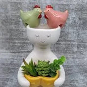 Chicken Pot Hanger Pink & Green 9cm