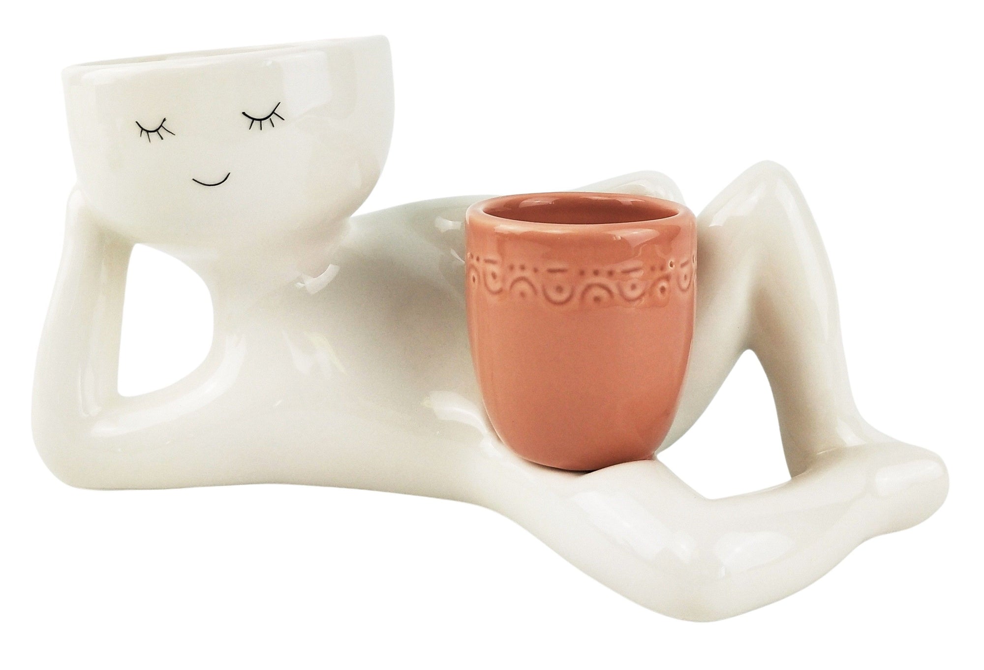 Kinky Person Holding a Pot Planter
