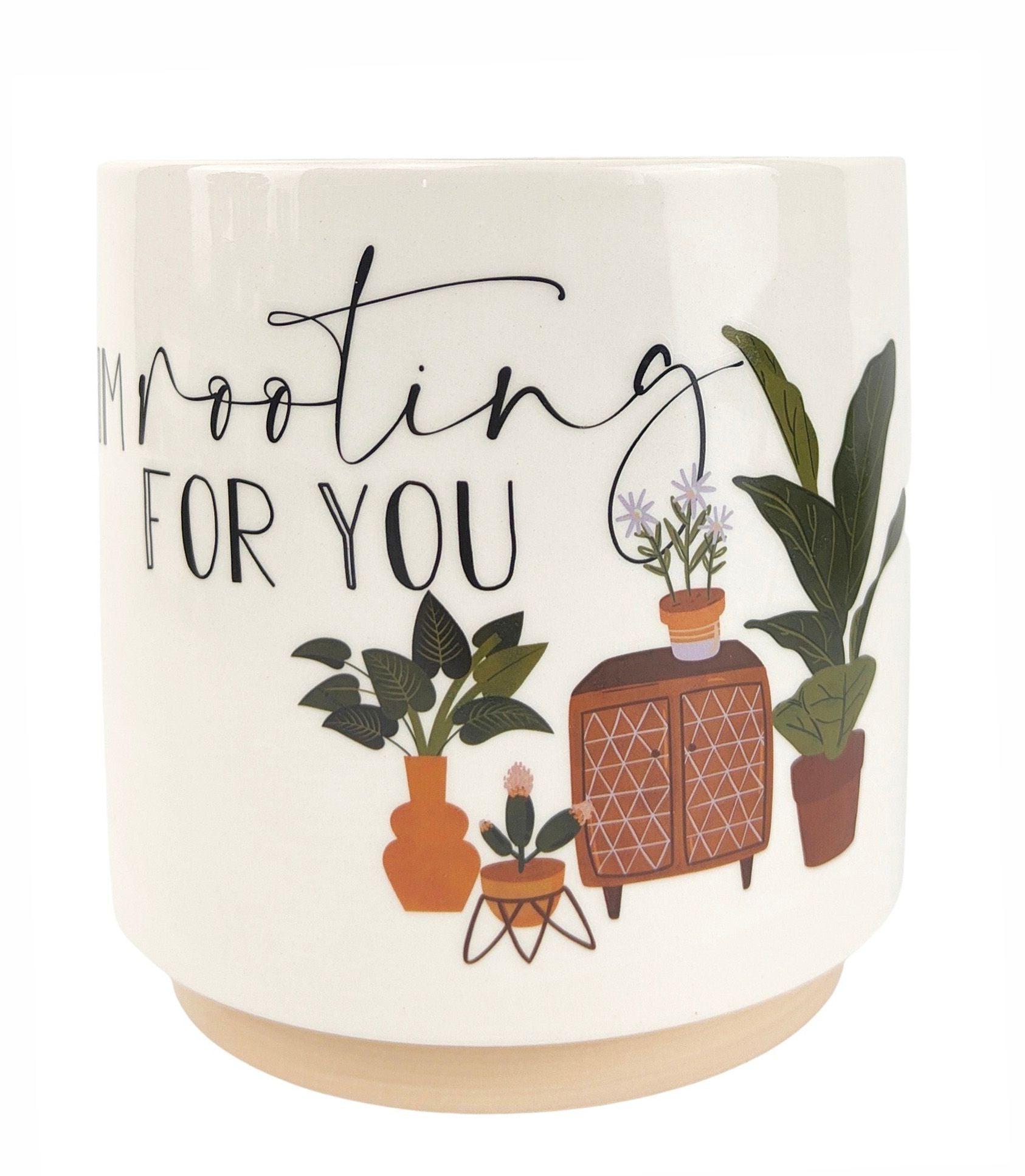 I'm Rooting For You Pun Planter Beige & G