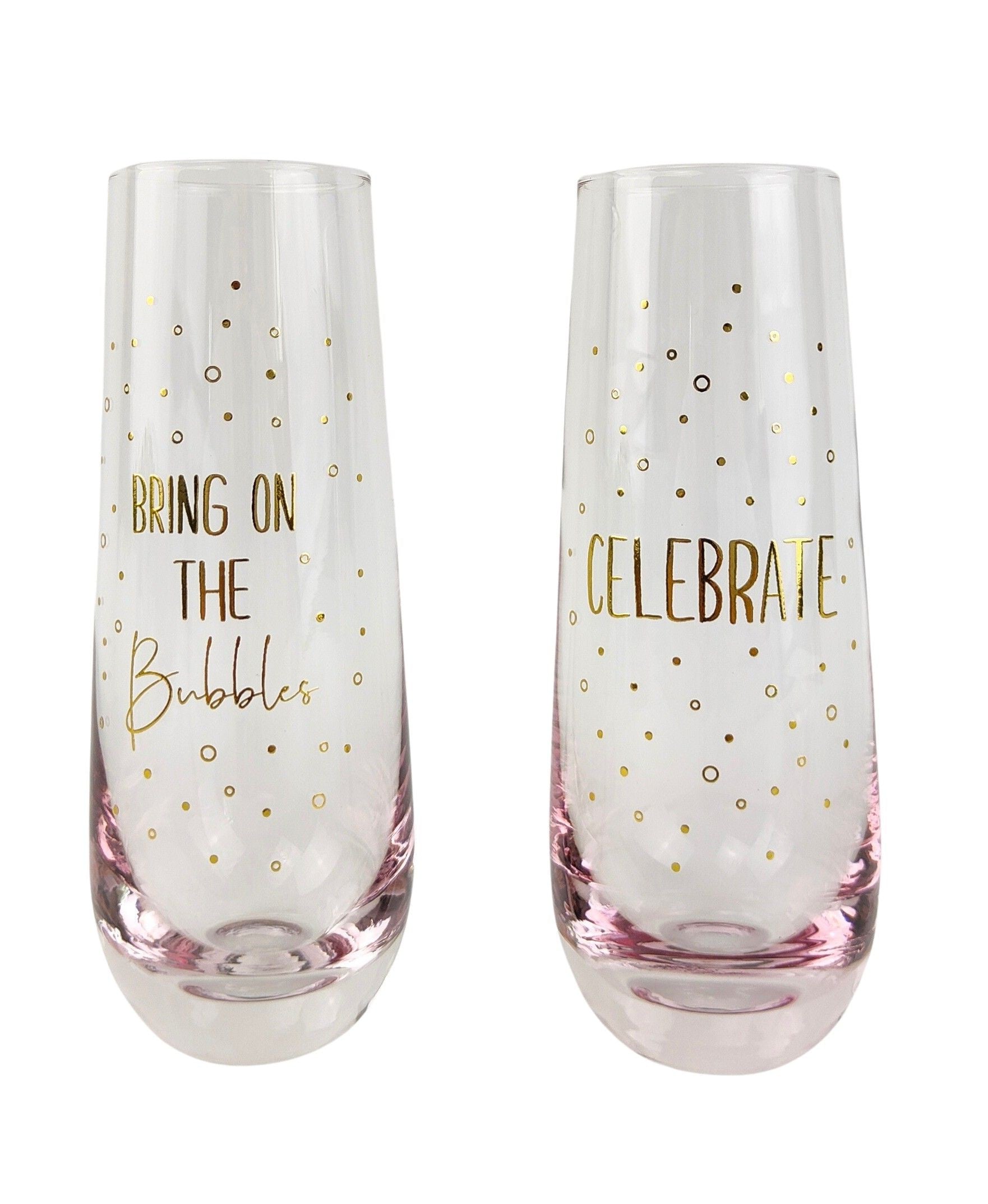Celebrate Champagne Glass Gold & Pink